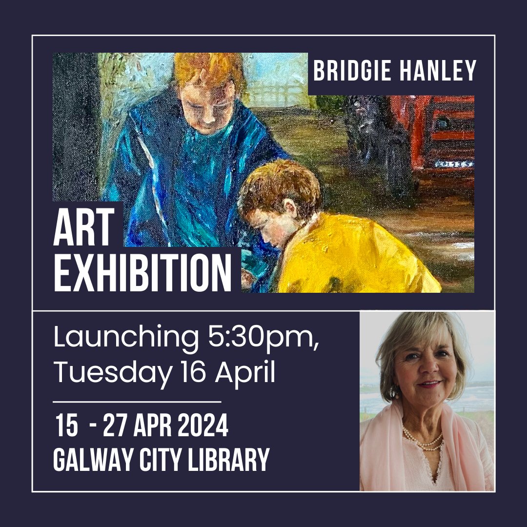 Galway City Library's next featured art exhibition is by artist Bridgie Hanley, an Irish Artist based in Co Galway. It will be launched on Tuesday, 16th April at 5:30pm - all welcome. #LibraryExhibition #LibrariesAndArt #ArtAtTheLibrary #atyourlibrary