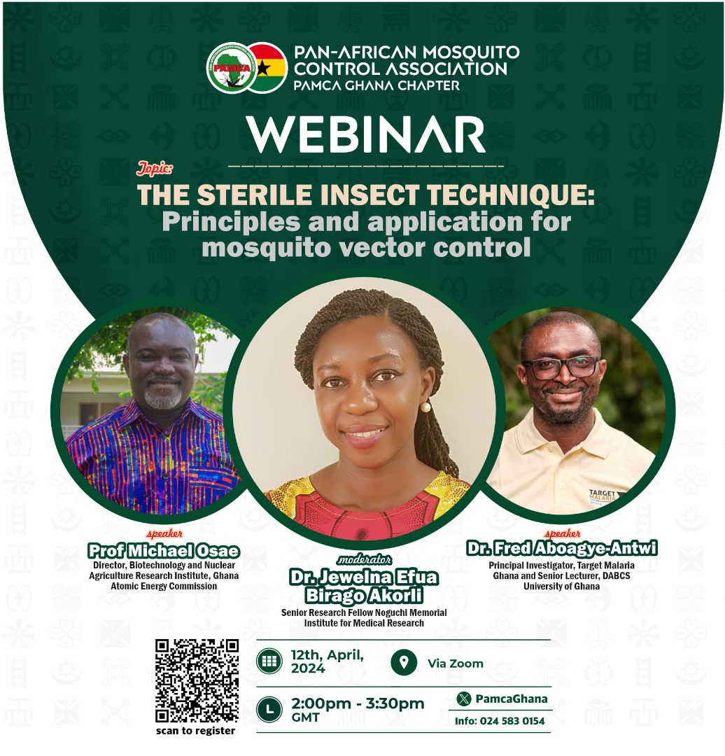 Upcoming webinar  on The sterile insect technique: principles and applications for mosquito vector control.

Date: 12th April 2024
Time: 14:00 to 15:30 GMT

Pre-registration link:
docs.google.com/forms/d/e/1FAI…
