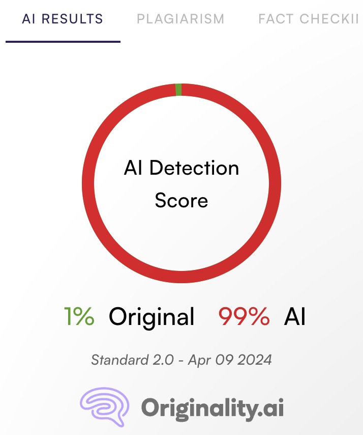 someone: we have a great tool that makes AI content human. It will pass all AI checkers! Would you like to test it?

Me: sure

Also me: ffs