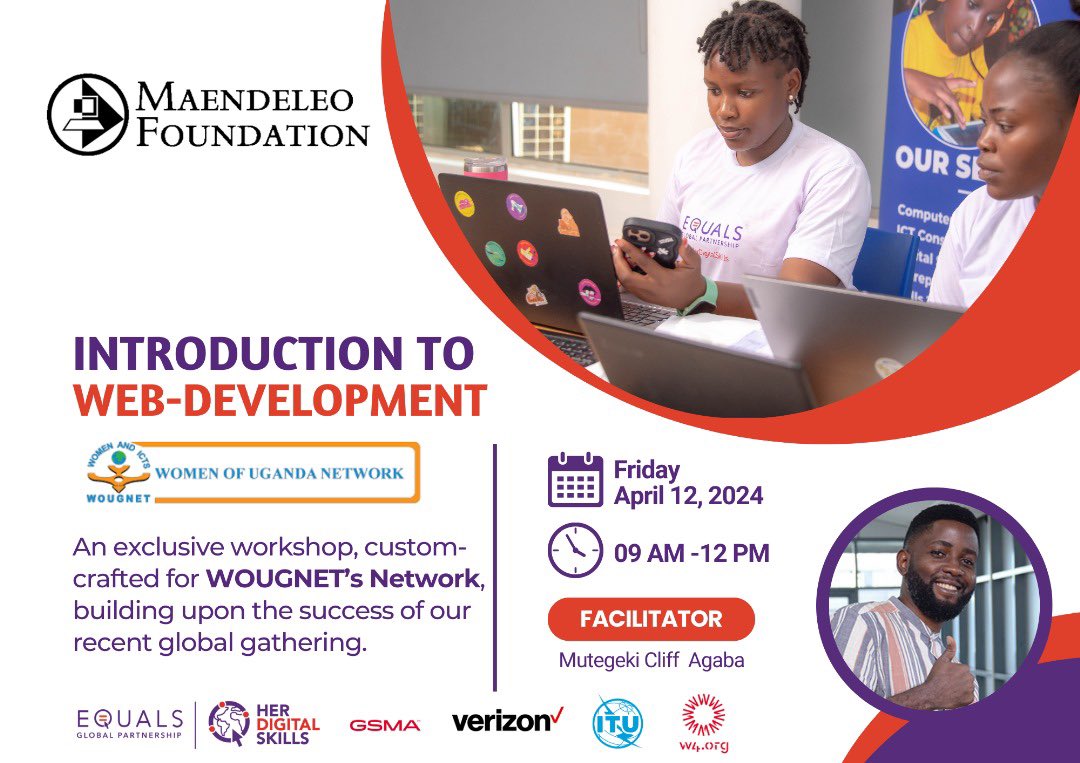 📣Calling out all girls interested in web development! Join us for the second edition of #IntroductionToWebDevelopment as we continue to empower girls with essential digital skills & close the gender digital gap. Thanks to the partnership with @MaendeleoUganda & @equals.