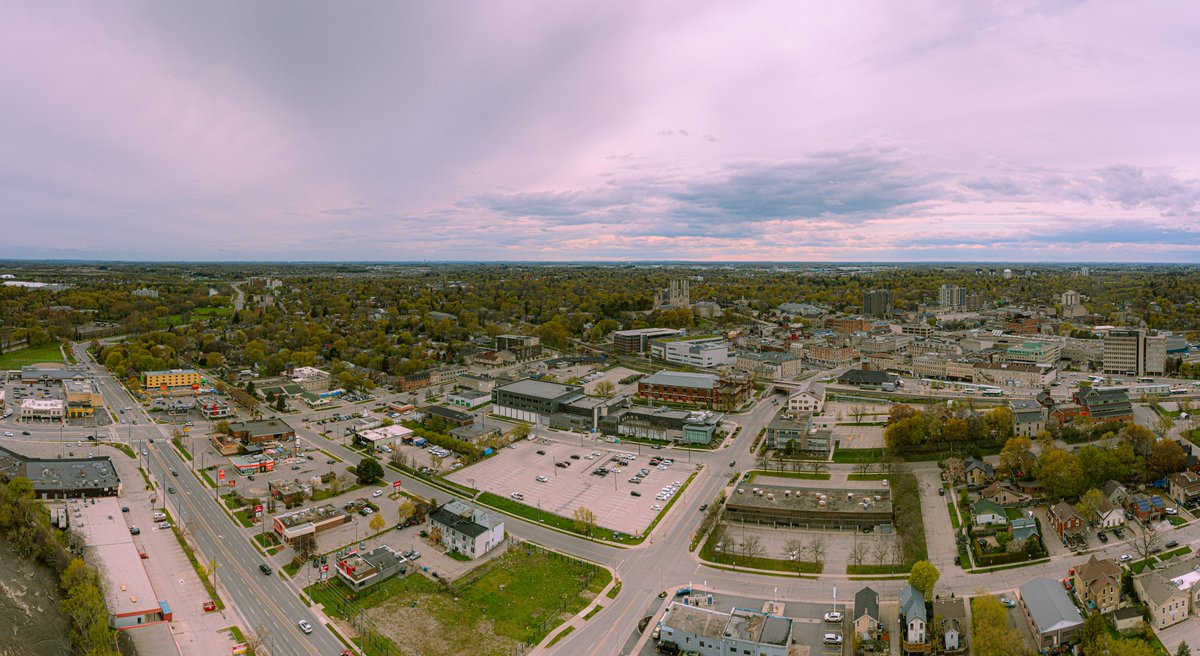 Wide panoramic of downtown Guelph... @StormHour @ThePhotoHour @PanoPhotos @cityofguelph #guelph #dronephotography @DroneHour