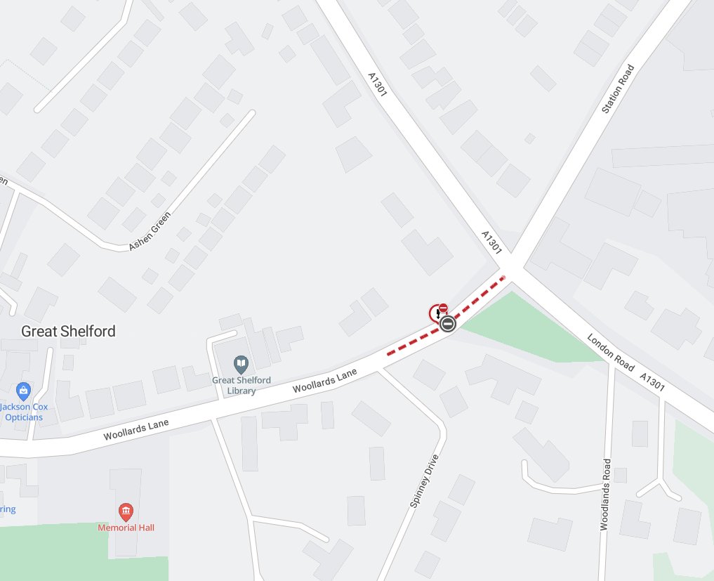 🚧ADVANCE NOTICE
Woollards Lane, #GreatShelford will be CLOSED both ways to all motor vehicles between the 15th – 19th April due to works by @UKPowerNetworks.

More info: one.network/?GB136043495
