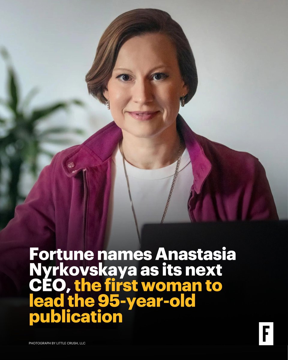 Anastasia Nyrkovskaya is the new CEO of Fortune, the first woman to lead the media organization. bit.ly/3xBz42Y