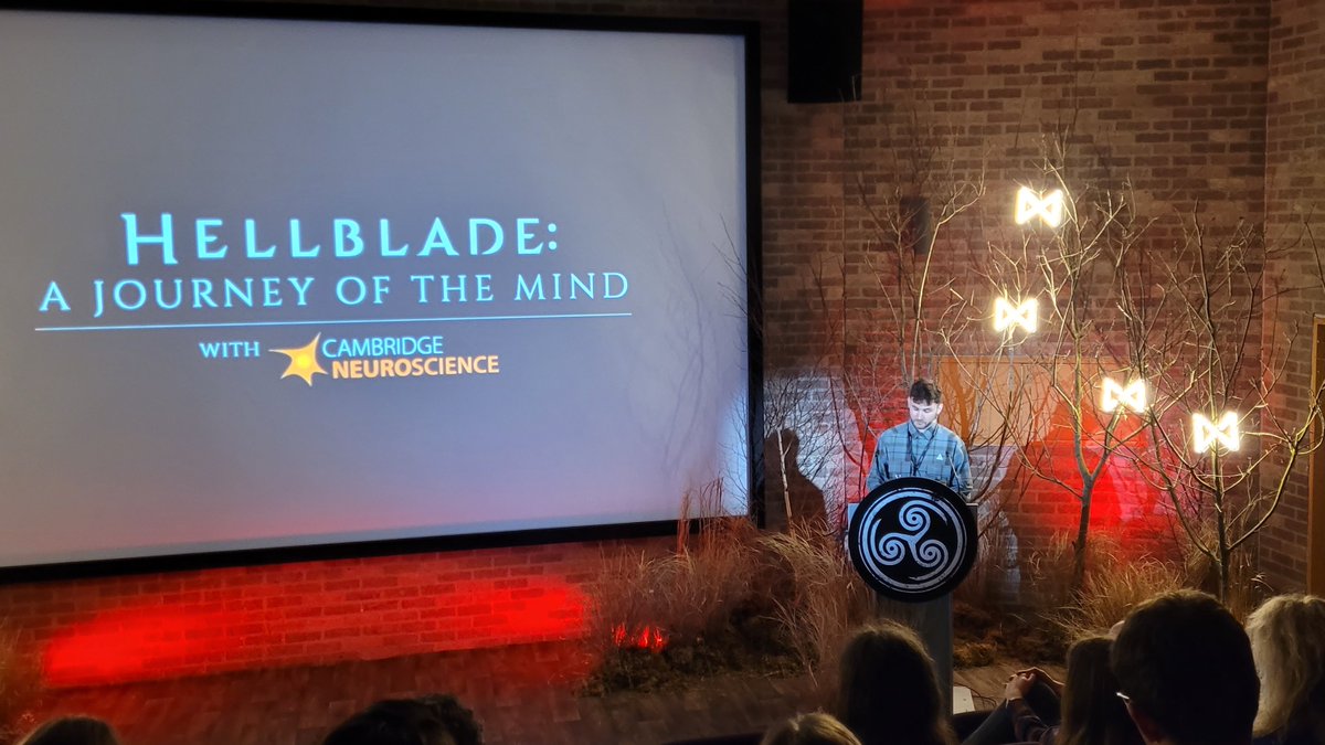 Cool staging for @NinjaTheory @CamNeuro event looking at development of #Hellblade ahead of launch of #Hellblade2. Fascinating collaboration involving people with lived experience of psychosis. Read more here 👇 cam.ac.uk/stories/hellbl…