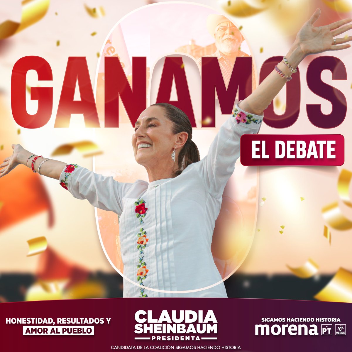 ¡@claudiashein es imparable e invencible!

Ganamos el primer debate y el 2 de junio, ganaremos la presidencia.

#ClaudiaPresidenta #ClaudiaGanaDebate