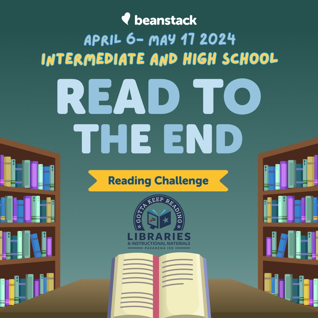 We are in the home stretch! Keep reading to the END!! Visit your campus library for the latest and greatest books or check out an e-book or audiobook on Sora, or Boundless. Access these products in Classlink or download the app! #pisdREADS #pisdcandiproud #pasadenaisd_tx