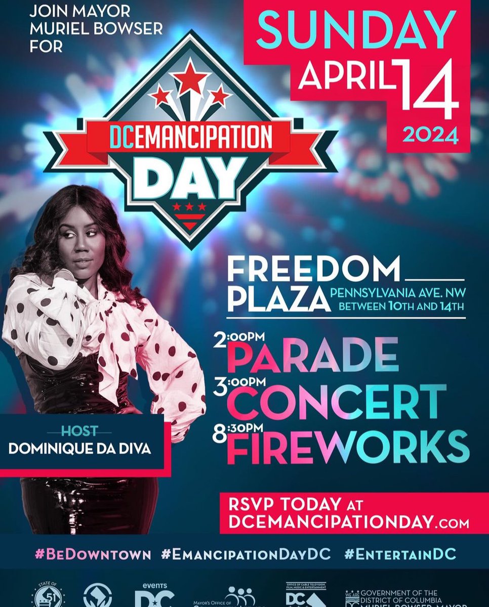 Hey DC Family! Don’t miss DC Emancipation Day! It’s FREE but you have to register. On April 16, 1862 Lincoln signed a bill ending slavery in the District of Columbia. In April 14, we will celebrate our ancestors! Here’s the link for more details 👇🏾 dcemancipationday.com