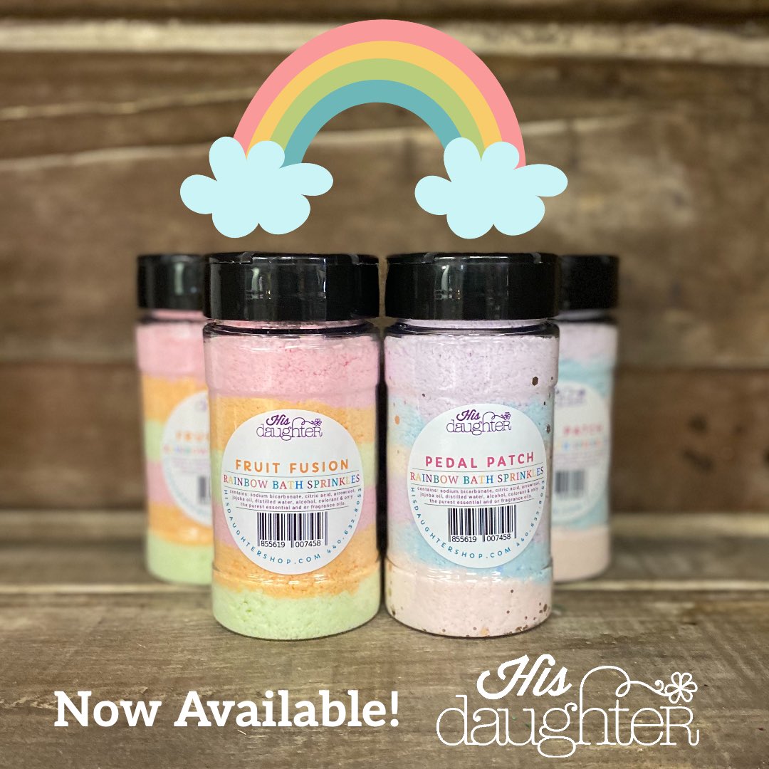 🌈 New Product Alert! 🌈 
Look how cute these rainbow layered bath sprinkles are! They make great party favors, gifts, and add some fun to bath time! 

#hisdaughtershop #middlefieldOH #Geauga #geaugacounty #Ohio #shoplocal #ShopSmall #rainbows #bathtime #bathsprinkles #baths