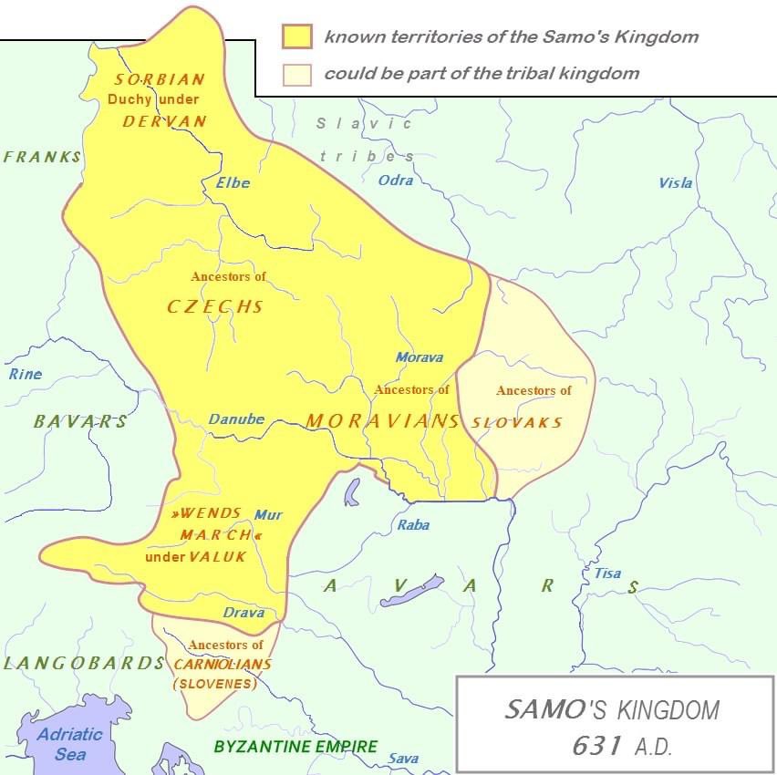 The Empire of Samo between 631 and 658 CE was a Slovenia tribal union established by King Samo, who was Slovenian prince.