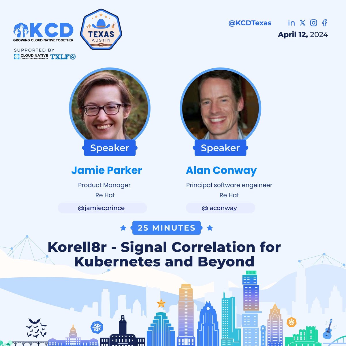 Unravel the mysteries of #Kubernetes with Alan Conway & Jamie Parker at #KCDTexas. Their talk on Korrel8r will guide you through correlating observability signals for more precise insights. Register here: 🔗 texaskcd.com #KCD #CNCF #TXLF #ATX #CNCF