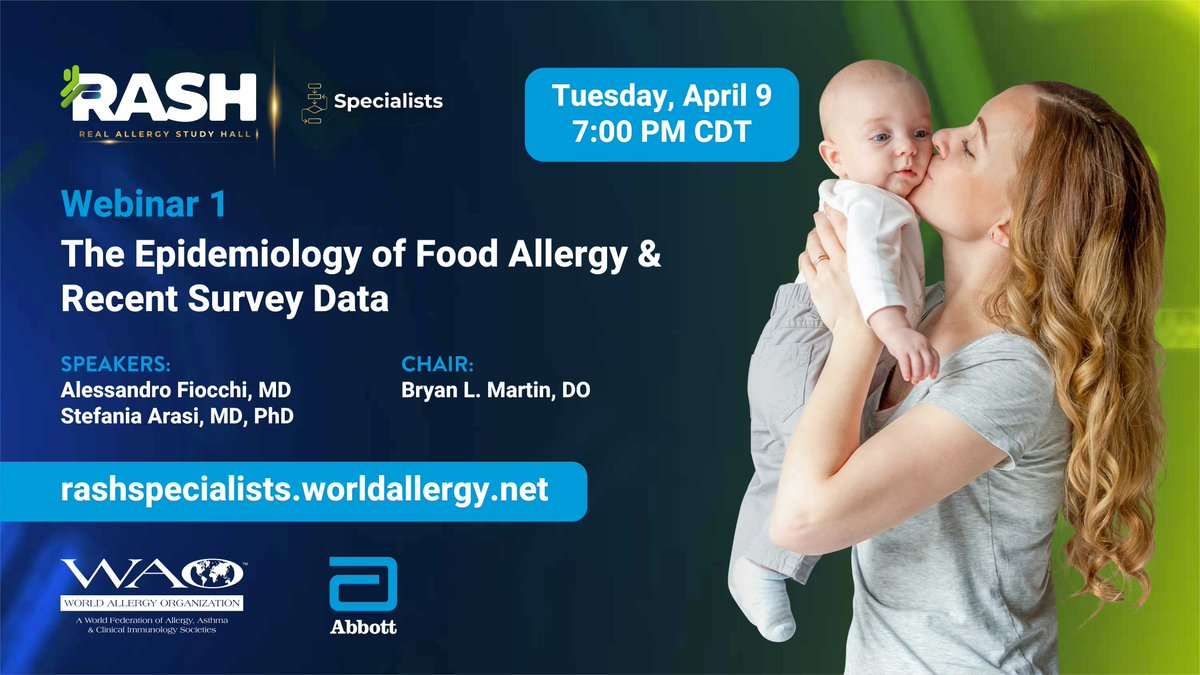 Real #Allergy Study Hall (RASH) Specialists Program! Don’t forget to join us at 7:00pm CDT on 9 April for the first webinar of the Real Allergy Study Hall (RASH) Specialists Program! worldallergy.org/education-prog…