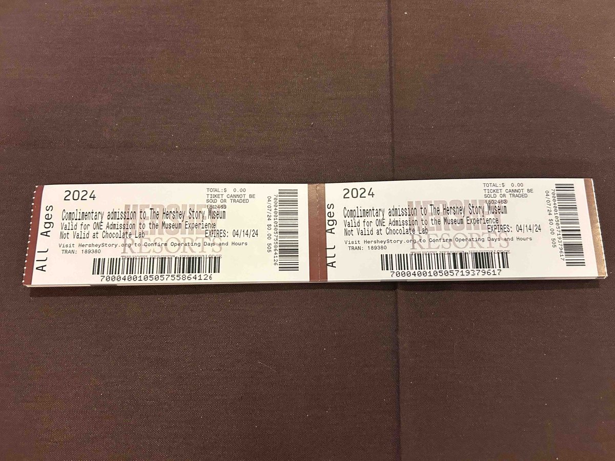 Free Hershey Story Museum tickets are also available at the info desk while supplies last!