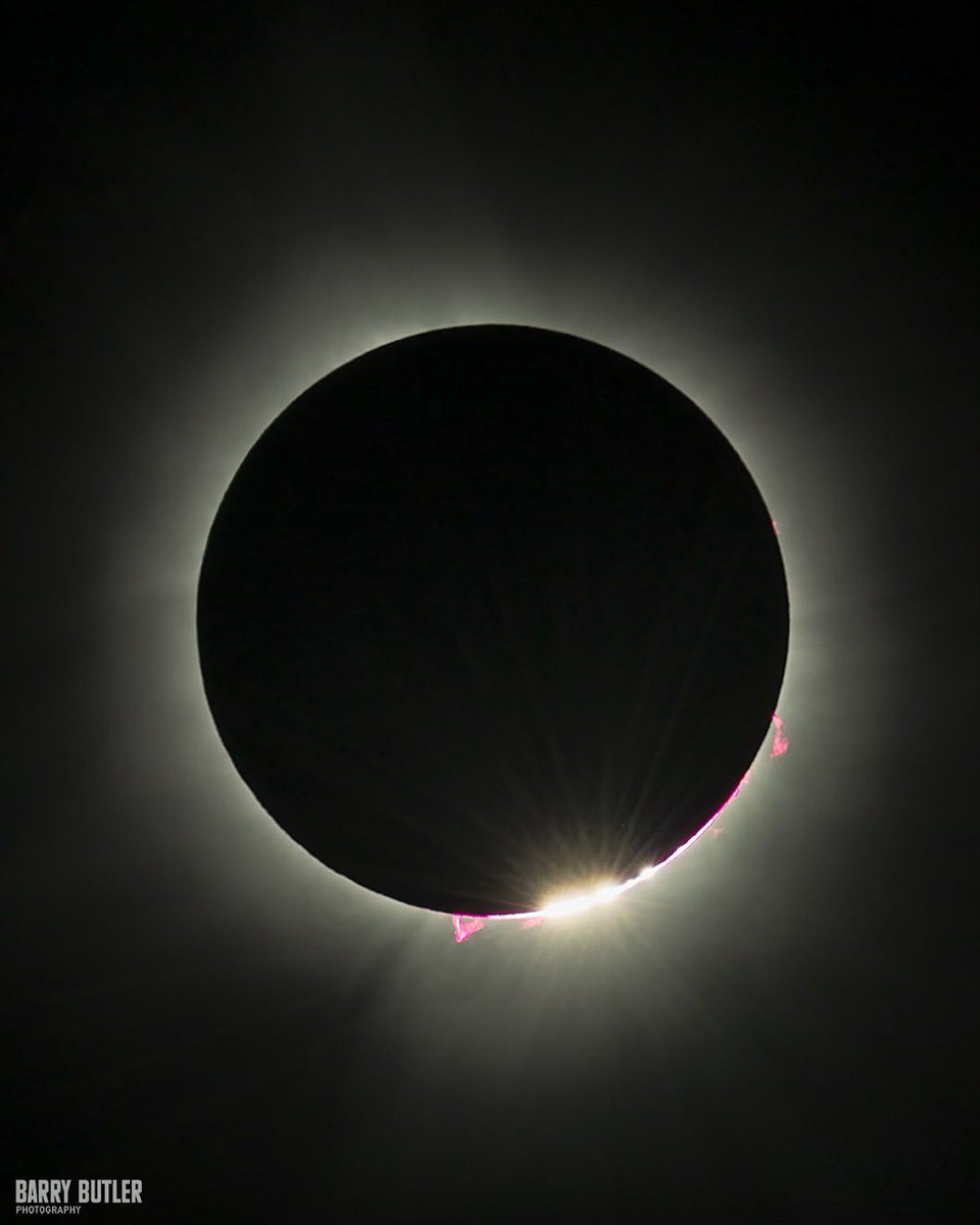 Solar flares emanating from behind the moon while exiting the maximum stage of Monday's Total Solar Eclipse. #weather #news #totalsolareclipse