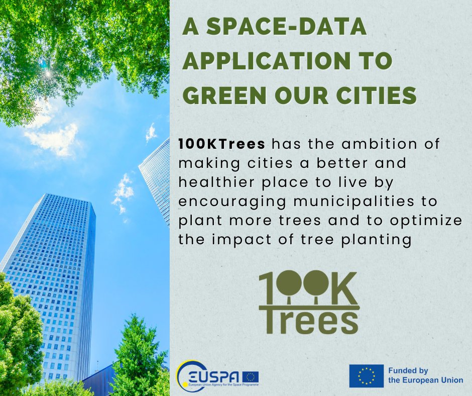 The project @100KTREES_EU coordinated by DHI and co-funded by @EU4Space runs from December 2022 to November 2025. It develops a GIS-based toolbox for mapping and managing trees & incentivizes public administrations to make their cities greener more info: 100ktrees.eu