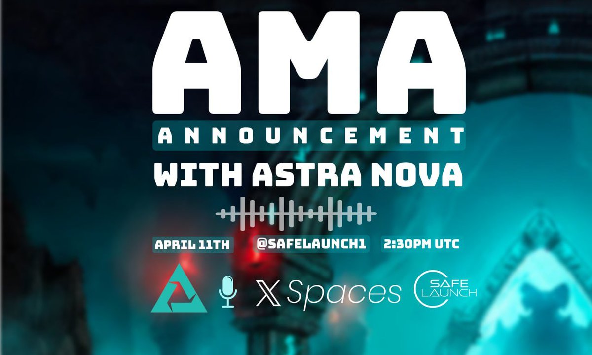 SAFELAUNCH AMA SESSION Join us for a thrilling AMA session with @Astra__Nova 🗓 Date: 11th April ⏰ Time: 02:30 PM UTC 📍 Venue: twitter.com/i/spaces/1dRJZ… Drop your question below this tweet 👇 See you there! ✨