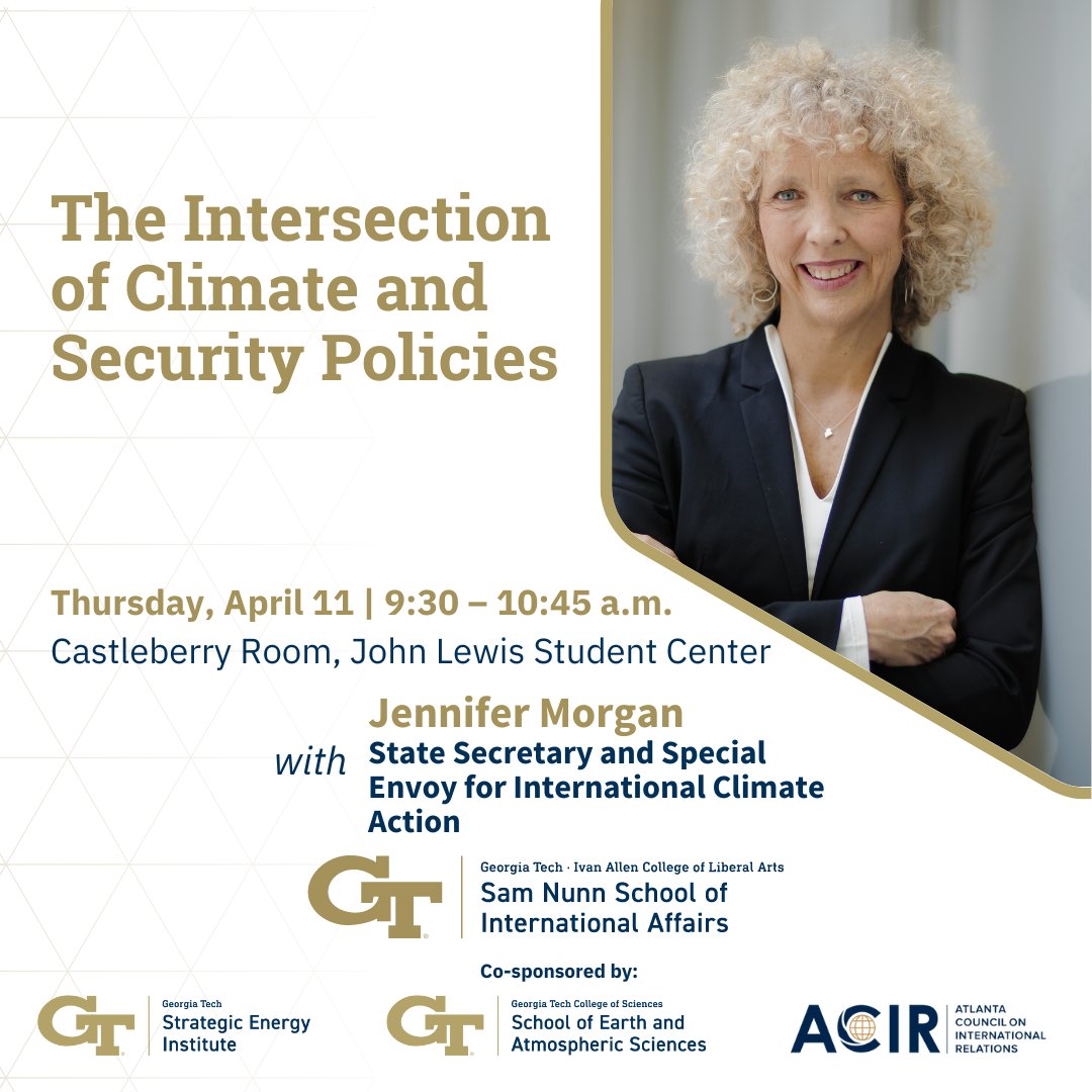 This week, EAS is co-sponsoring a presentation from Jennifer Morgan, the German State Secretary and Special Envoy for International Climate Action. This presentation will be at 9:30am on April 11th in the Castleberry room of the John Lewis Student Center. Hope to see you there!