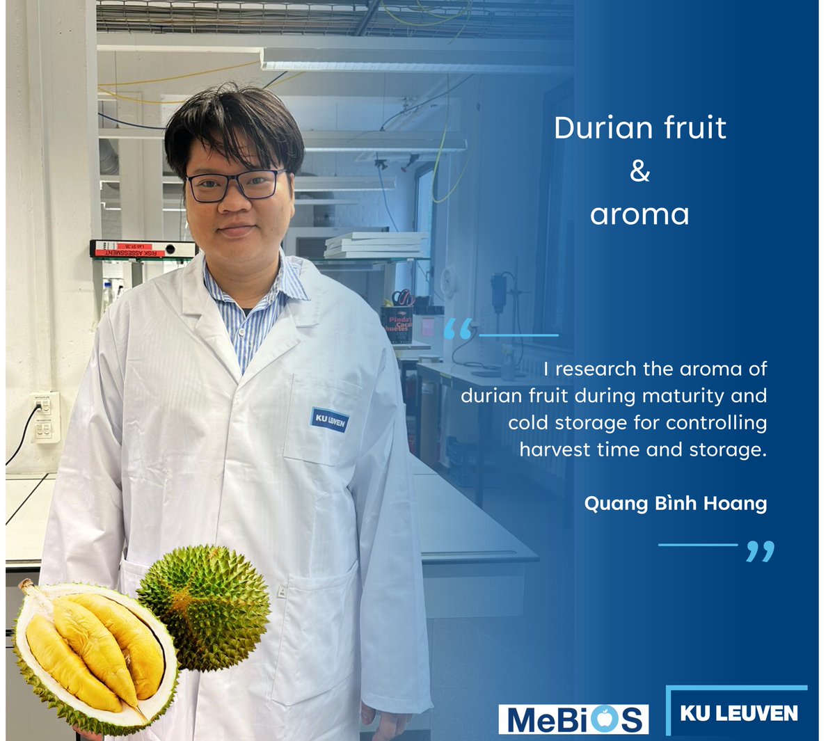#NewScientist

Quang Binh Hoang has started as a #PhD researcher. He is going to investigate the aroma of #durian fruit during the maturity stage and cold storage. Based on these insights, #postharvest #technologies will be developed to improve the storage life of durian fruit.