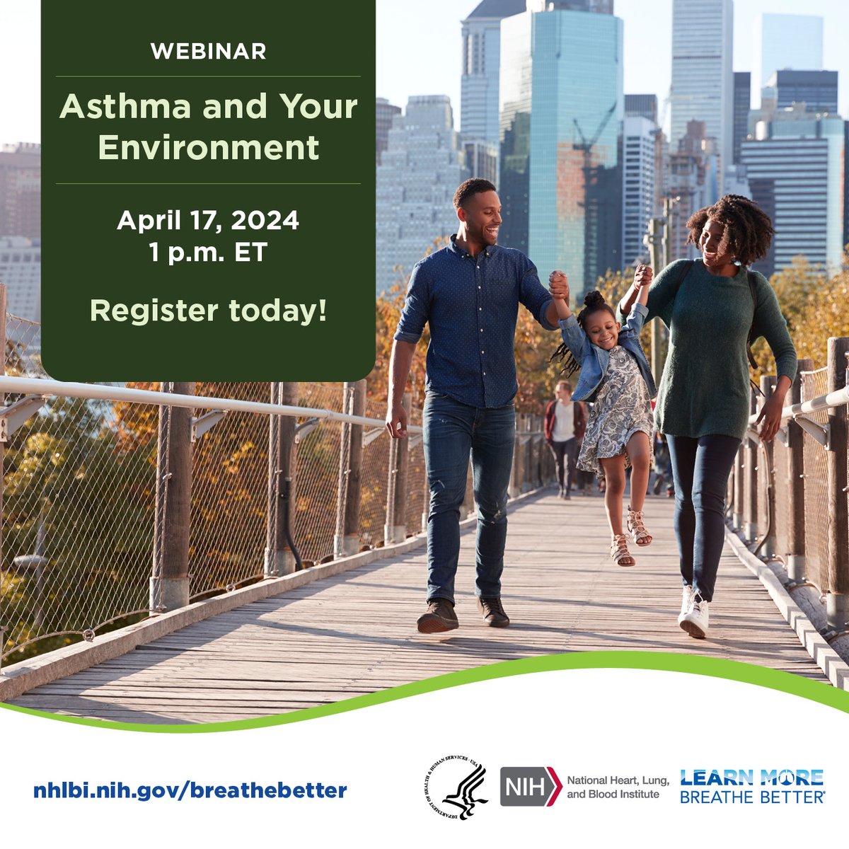 Webinar: Learn how asthma is impacted by where we work, play, live, & learn, and discover new #AsthmaAwareness Month resources. 📅 April 17 🕐 1 p.m. ET 🎙️ Speakers from @NIOSH, @AAFANational, and @schoolnurses. Learn more & register: go.nih.gov/cEqJOUK #BreatheBetter