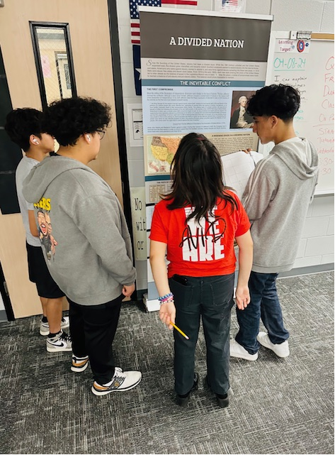 Soc_StudiesTX's tweet photo. Great things happening in Mr. Timwell's U.S. History classroom as students learn about the Civil War through the CW Banners! Way to go Broncos! @bbmsbronco @BushMSBroncos @LarsenP10 https://t.co/c63HTJkUaL