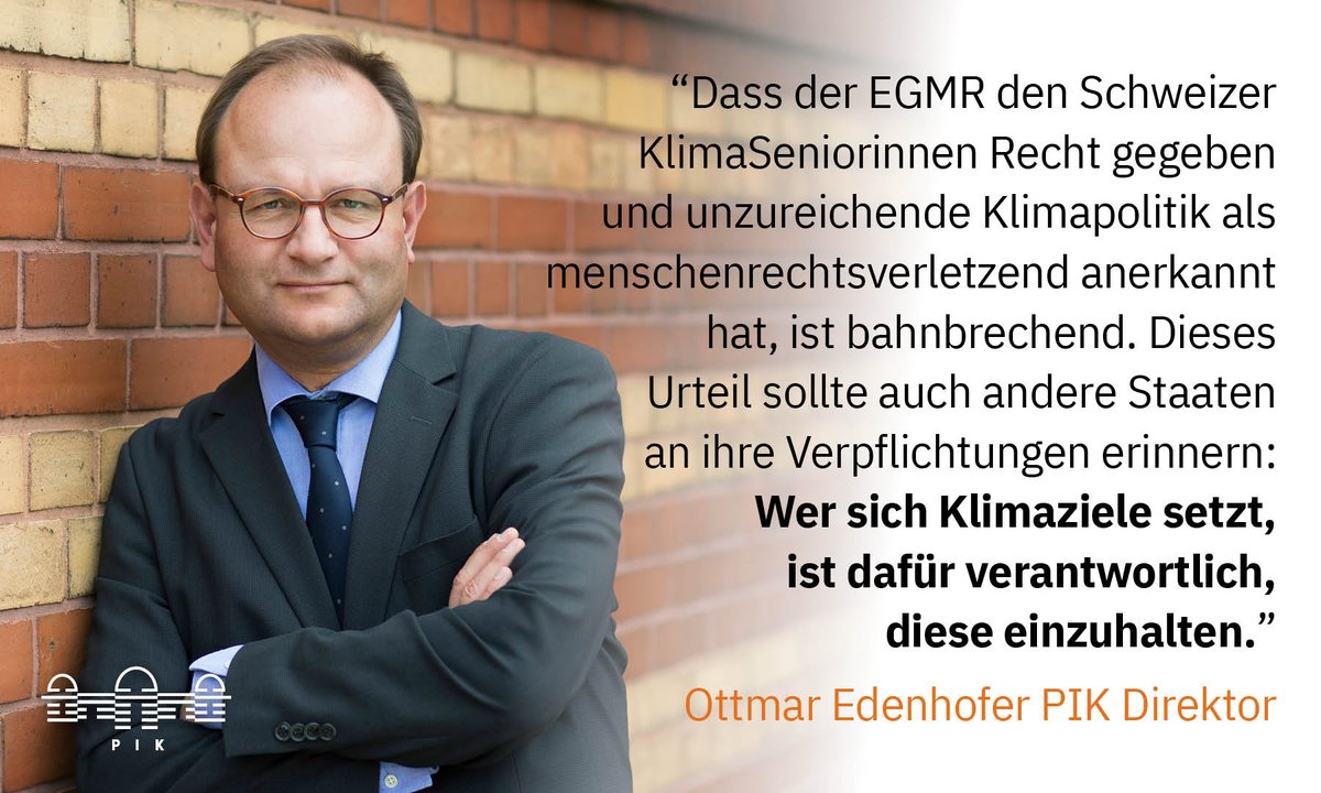 PIK_Klima's tweet image. "Wer sich Klimaziele setzt, ist dafür verantwortlich, diese einzuhalten." - Statements der beiden PIK-Direktoren Ottmar Edenhofer und @jrockstrom zu den aktuellen Urteilen des Europäischen Gerichtshofs für Menschenrechte im Fall der 3 Klimaklagen.👇
pik-potsdam.de/de/aktuelles/n… #EGMR