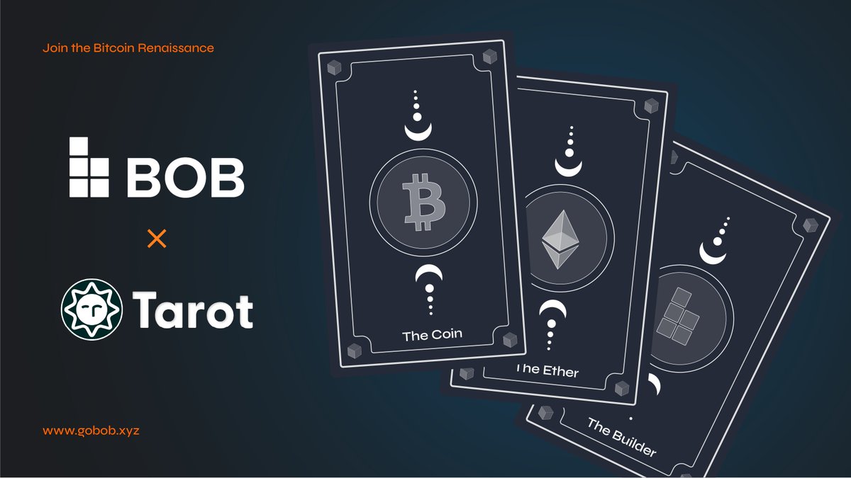 Time to reveal the cards. 🃏

Big News: <a href="/TarotFinance/">Tarot ✴</a> unfolds its future with #BOB.

This premier multi-chain decentralized lending protocol is bringing its visionary borrowing and lending dynamics to #BOB.