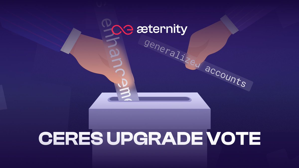 📢 Attention æternity Community - Your Vote is Needed 📢 From today the community has the opportunity to vote on the Ceres protocol update, shaping the future of the ecosystem. What changes does the Ceres upgrade bring? ⚪ Micro-block gas limit calculation ⚪ Contracts called