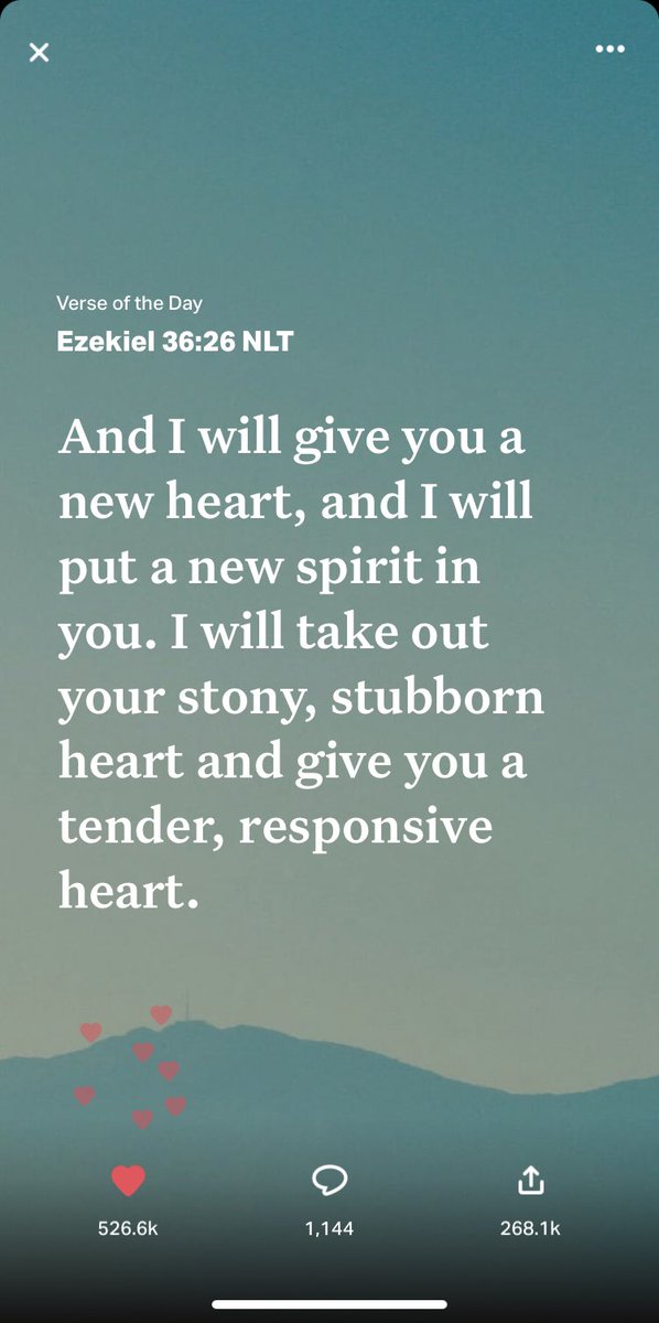 #VerseOfTheDay 🙏🏿 And I will give you a new heart, and I will put a new spirit in you. I will take out your stony, stubborn heart and give you a tender, responsive heart. Ezekiel 36:26 NLT #GodWins #BibleStudy