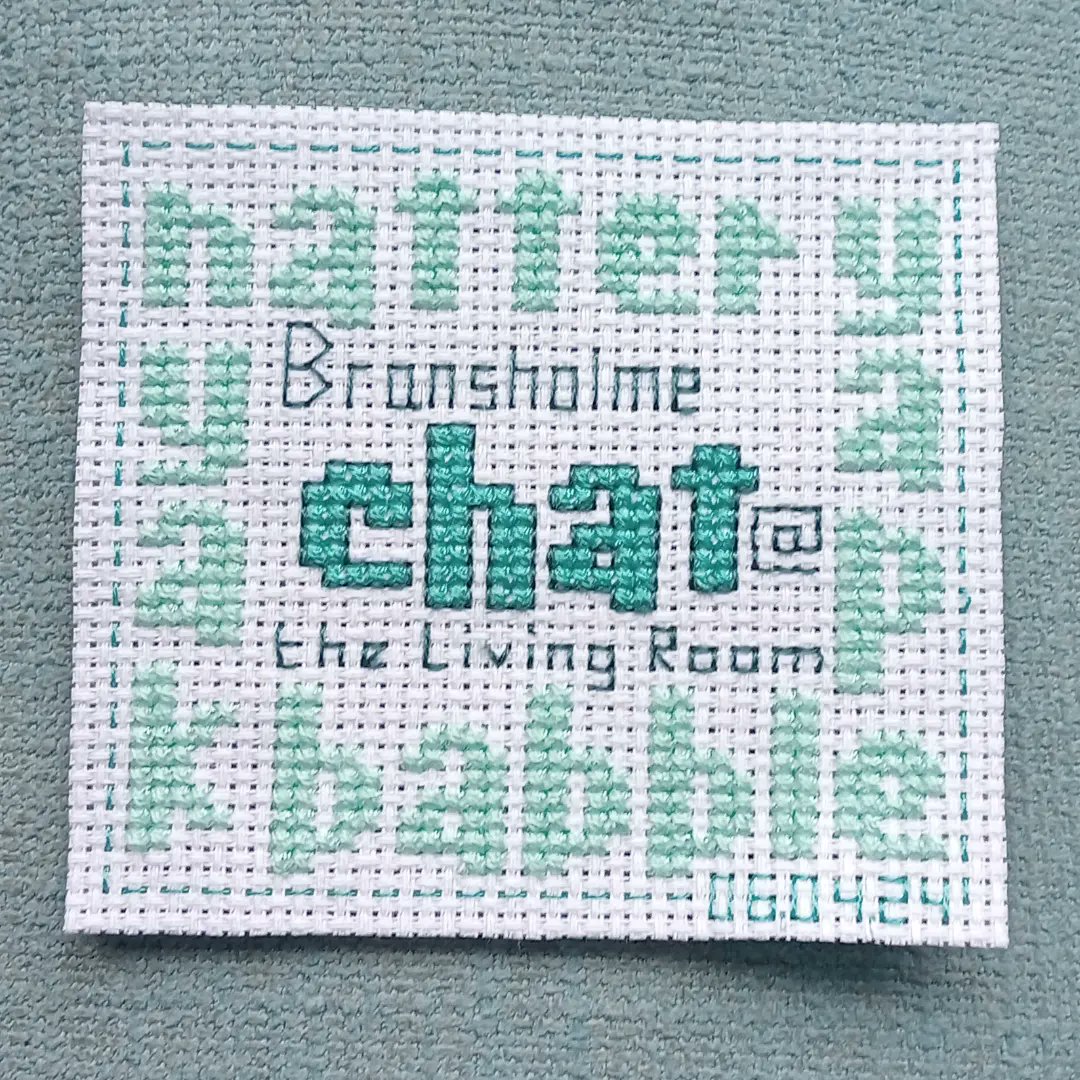 HULL IN STITCHES - Fundraiser for @HullFoodbank And that's no. 10! On Saturday, I joined the fabulous Emma @BTOHull's Bransholme Chat at The Living Room. I had a lovely time stitching & chatting to the regulars, for whom this place is clearly a home from home. 1/