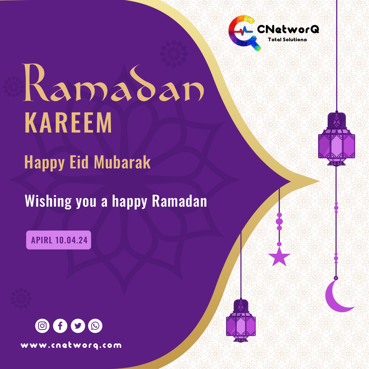 Wishing you a Ramadan filled with love, laughter, and light. ✨
Ramadan Mubarak!

#CNetworQTotalSolutions #RamadanBlessings #RamadanKaree #RamadanVibes #RamadanSpirit #CNetworQRamadan #JoyfulRamadan #LightAndLove #BlessedMoments #RamadanWishes #PeacefulRamadan