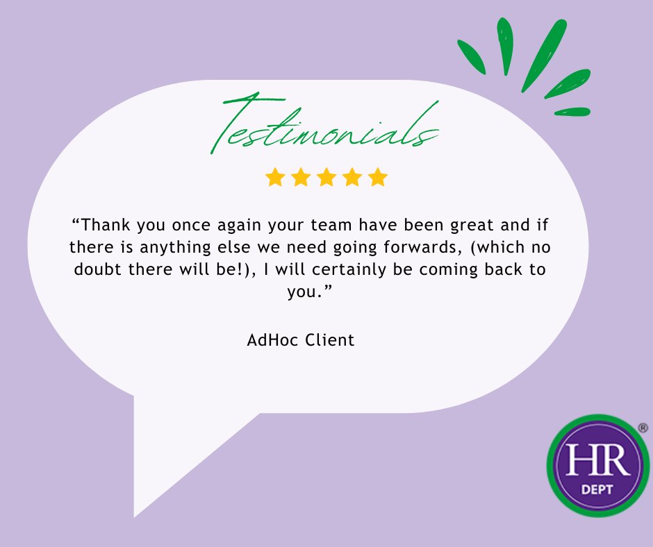 🌟TESTIMONIAL TUESDAY🌟

Another five star review from one of our pay as you go clients 😊

#businessmanagement #businessadvice #hrconsultancy #hr #smesupport #smebusiness #portsmouth #fareham #whiteley #southampton #businessowners #b2bservices