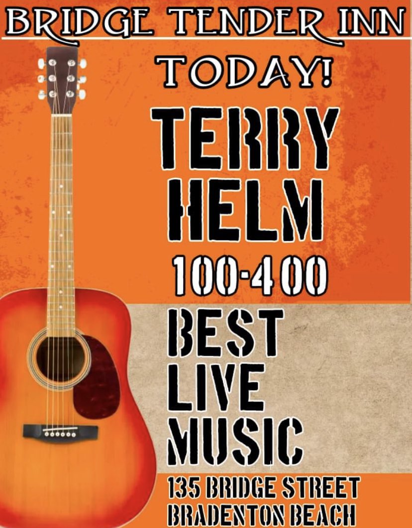 Terry Helm plays at the Tender today at 2:00! 🎶 #bridgetenderinn #bradentonbeach #annamariaisland #bestlivemusiconAMI #terryhelm #CheersToGoodFood #meetmeatthetender