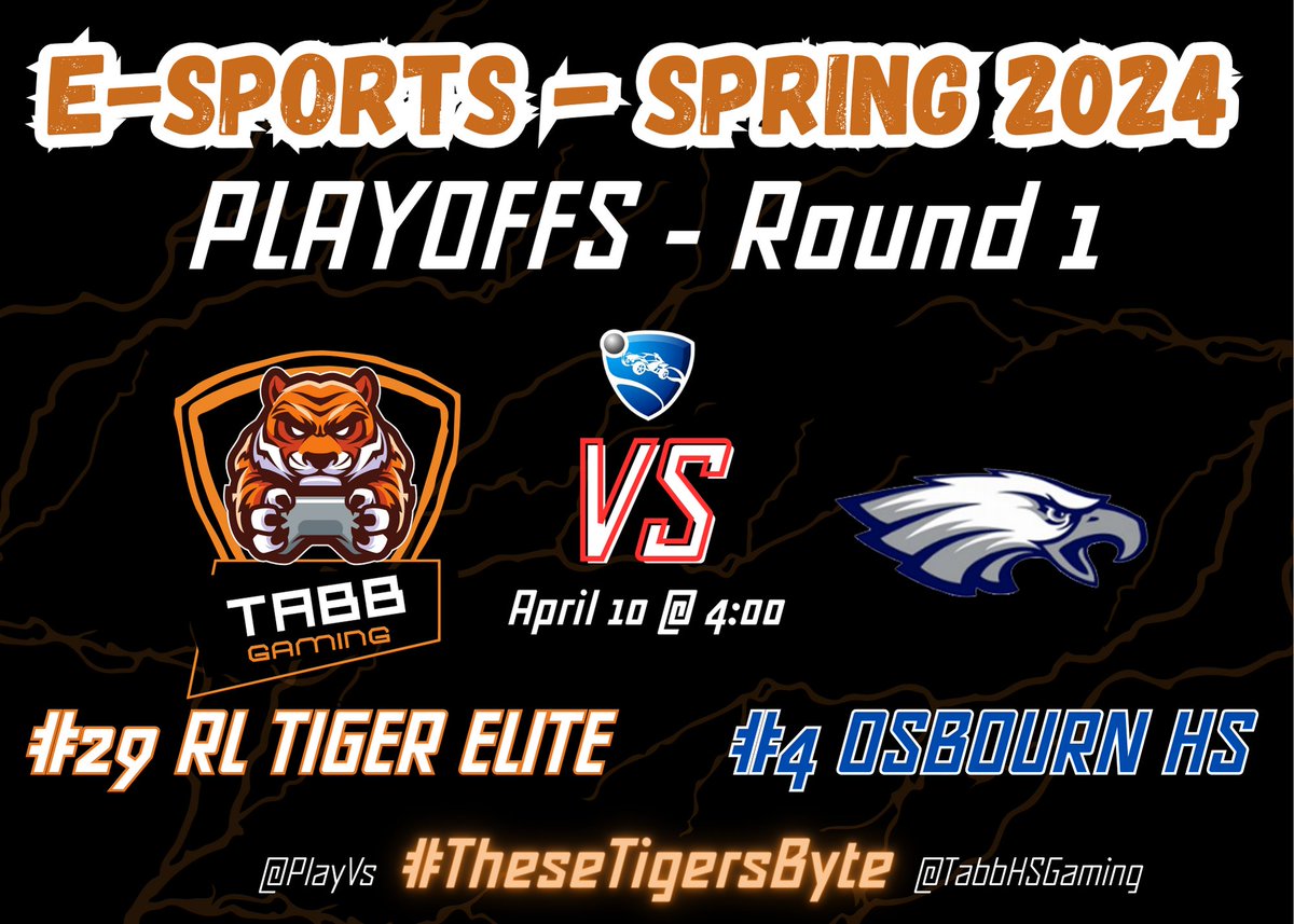 TOMORROW!!! The Elite take on @osbourn_esports in the first round of the Spring '24 state championship tournament! Follow here or IG for game updates! Tiger Strong! #TheseTigersByte @TabbHSTigers @playvs @YCSD