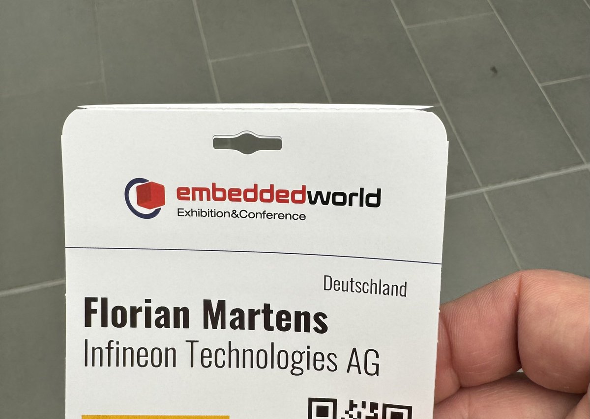 My first trade show as part of my start <a href="/Infineon/">Infineon</a> today. Excited to visit <a href="/embedded_world/">embedded world</a> at <a href="/NuernbergMesse/">NürnbergMesse</a> #ew24 to learn and listen!