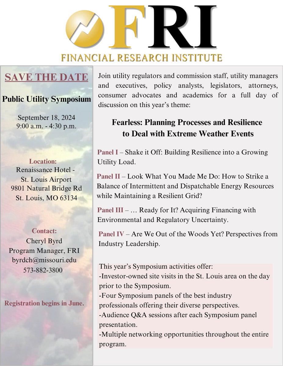 Save the Date! Registration begins in June. #FRISymposium2024

Learn more about this year's Symposium program: fri.missouri.edu/fri-programs/a…