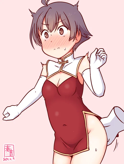 「ぴゃんっ!?」#艦これ版真剣お絵描き60分一本勝負_20240409#酒匂 