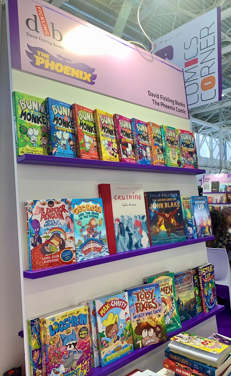 📖🌎 Having a super time at Bologna Book Fair, sharing the joy & power of children’s books with many brilliant people from across the world! @BoChildrensBook 🇮🇹📚✨ Here are our comic books/graphic novels - many created with @phoenixcomicuk - displayed in Comics Corner 💥