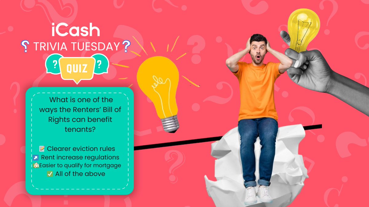 ❓#TRIVIATUESDAY
Win a $25 PC e-gift card. 
Q:  What is 1 way the Renters' Bill of Rights benefits tenants?
A:
📝 = Clear eviction rules
↗️ = Rent increase regulations
🏡 = Easier to get a mortgage
✅ = All of the 👆
Enter our #POPQUIZ below! 👇
#giveaway #sweepstakes #entertowin