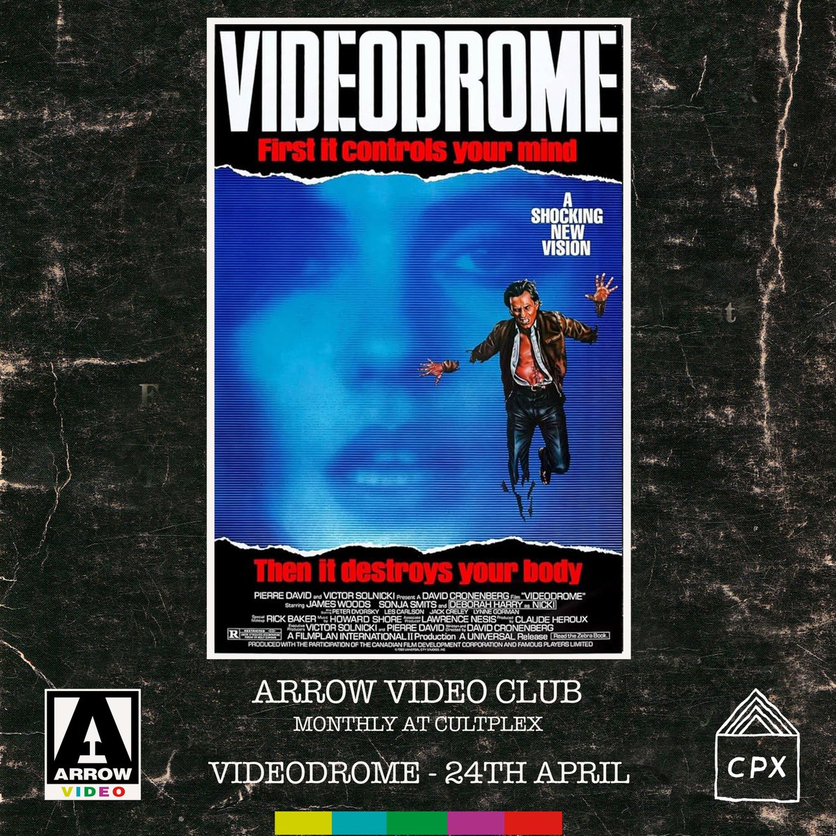 The inaugural ARROW VIDEO CLUB takes place on April 24th and we're kicking off with stone cold cult classic from David Cronenberg! This new event is a monthly collab with @ArrowFilmsVideo, celebrating some of their best physical releases! Book now: bit.ly/49d1WM8