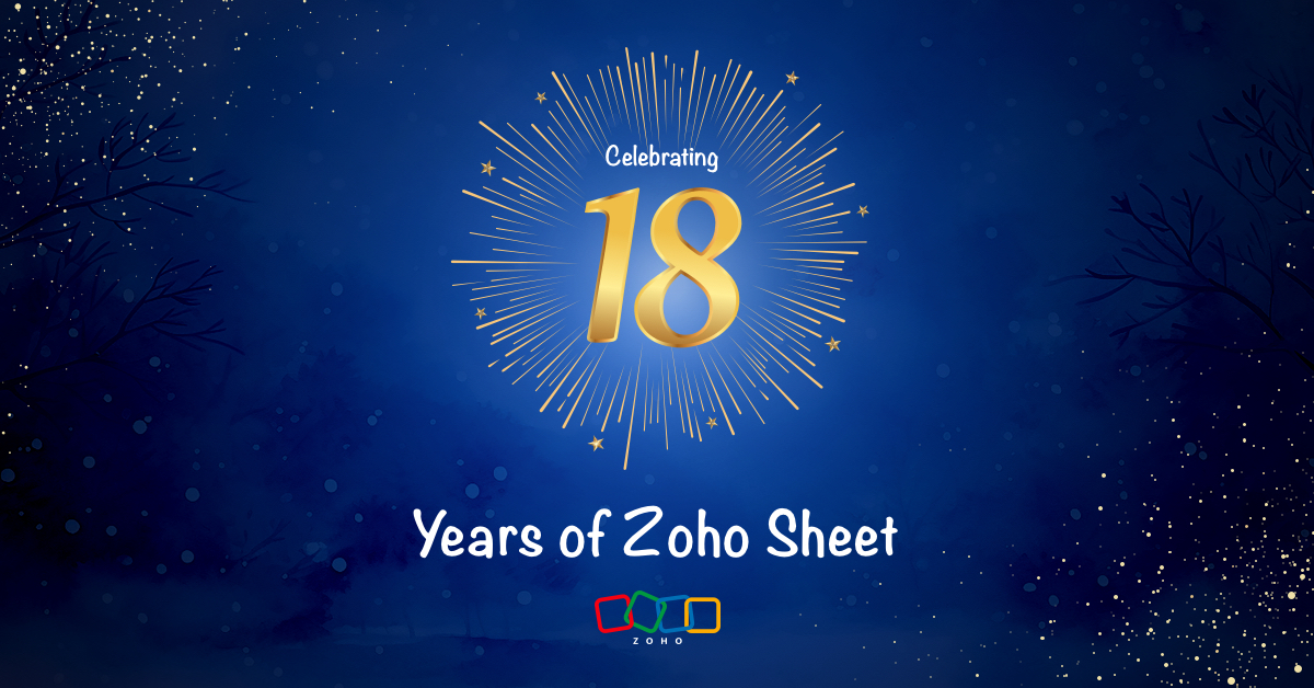 ZohoSheet's tweet photo. Your everyday spreadsheet software turned 18, and the celebration is still on! Launched in 2006 as a simple spreadsheet tool, #ZohoSheet now supports AI-powered assistance, native apps and more! Thank you everyone for being a part of this journey! 

#ZohoSheetTurns18 #spreadsheet https://t.co/7fcj9DYWOQ