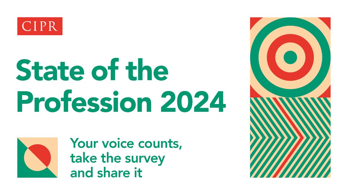 Share your thoughts and experiences of working in PR and help us shape the future of the industry. Complete the State of the Profession 2024 survey. Participants can enter a draw for a £100 gift card. Take survey: bit.ly/3VEm9rc #StateofPR