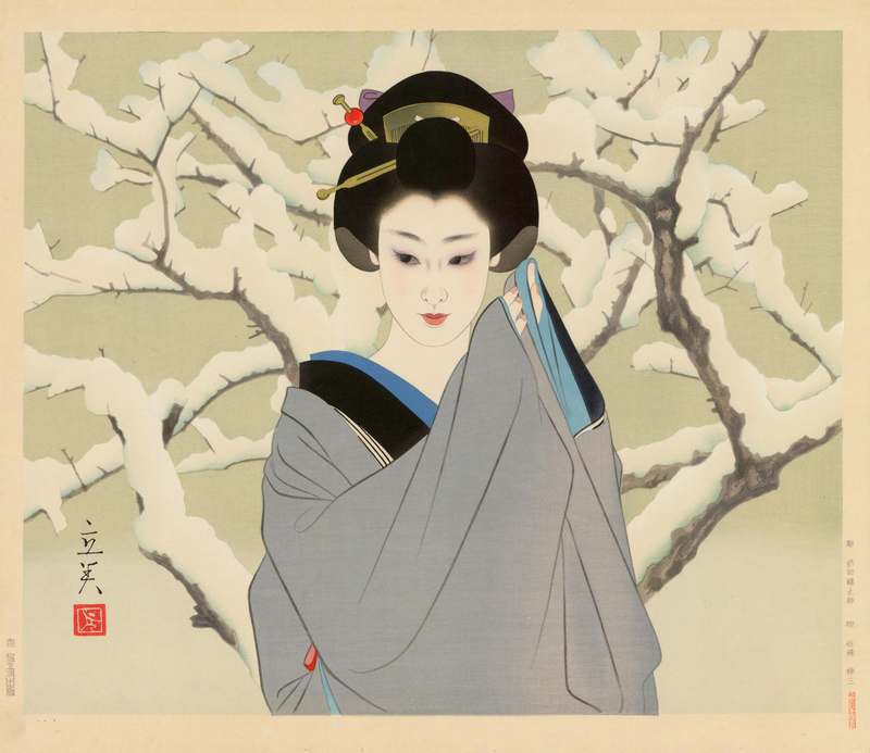 志村立美 - 日本の女二題 雪 Shimura Tatsumi #art #新版画