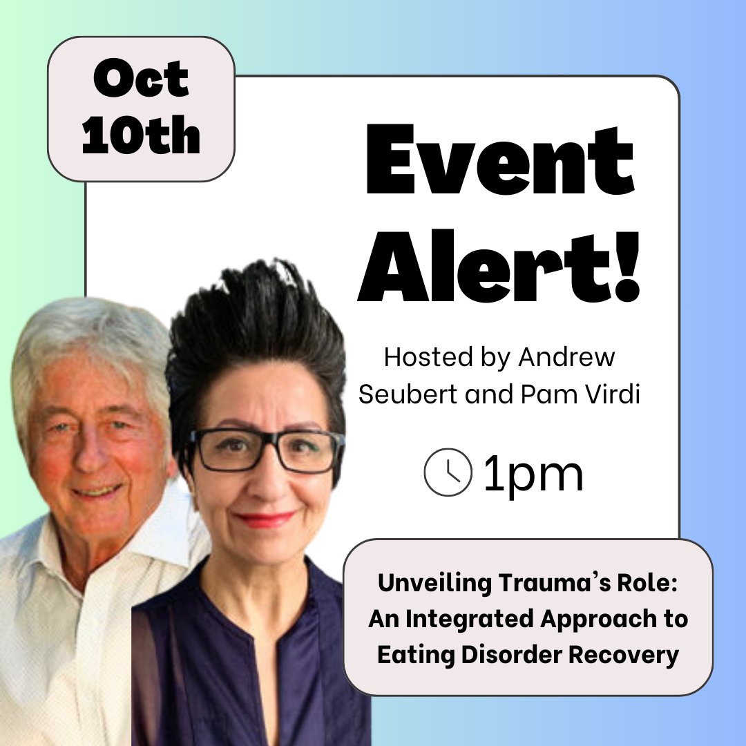 Curious about the intersection of trauma and eating disorder recovery? Mark your calendars for 4/12 at 1:00 pm EST & join Andrew Seubert & Pam Virdi as they delve into this crucial topic. bit.ly/3vR7xtS