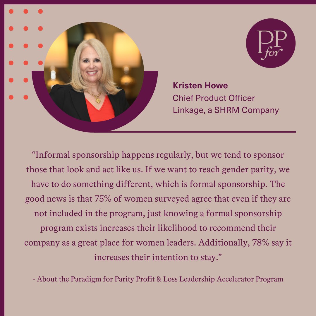 'Informal #sponsorship happens regularly, but we tend to sponsor those that look and act like us. If we want to reach #genderparity we have to do something different.' - Kristen Howe, Chief Product Officer @LinkageInc
paradigm4parity.org/pl-program/
#gendergap #genderequality