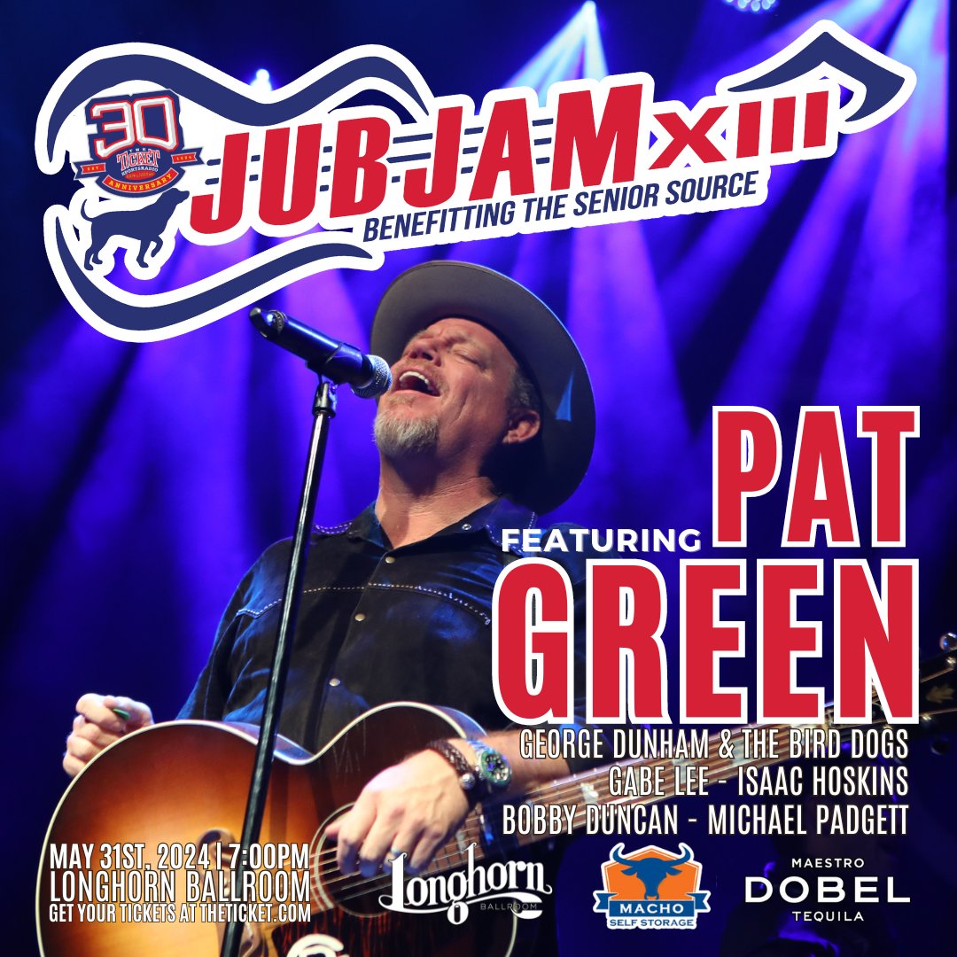 Grammy-Nominated Texas Legend Pat Green will headline Sportsradio 96.7 and 1310’s Jub Jam XIII Benefiting The Senior Source. The Jub Jam XIII benefit concert is on May 31, 2024! Tickets are available NOW! prekindle.com/promo/id/53304…