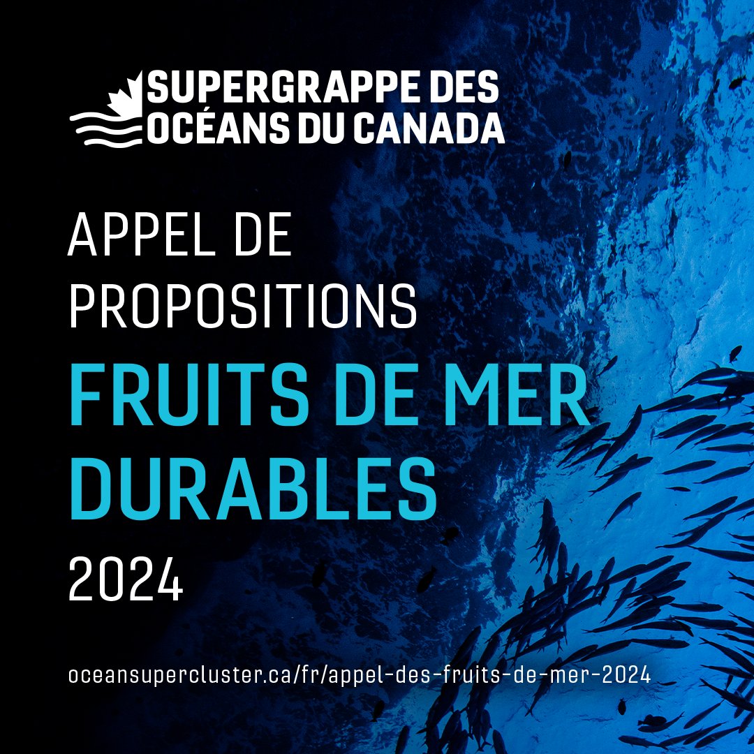 Avez-vous une excellente idée de projet dans le domaine des fruits de mer durables? Supergrappe des océans du Canada est heureuse de lancer l’appel de propositions Fruits de mer durables 2024! 🌿🐟 🔹 Pour en savoir plus : ow.ly/LlxQ50QIhEp