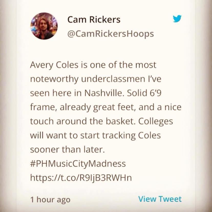 One year ago from this past weekend. Thanks again @CamRickersHoops for what you saw in @AveryColes33 during that tournament! Another year of growth & development completed, and another step closer to his D1 goal! @teammookiebetts @KevinMoses38 @1percentATH