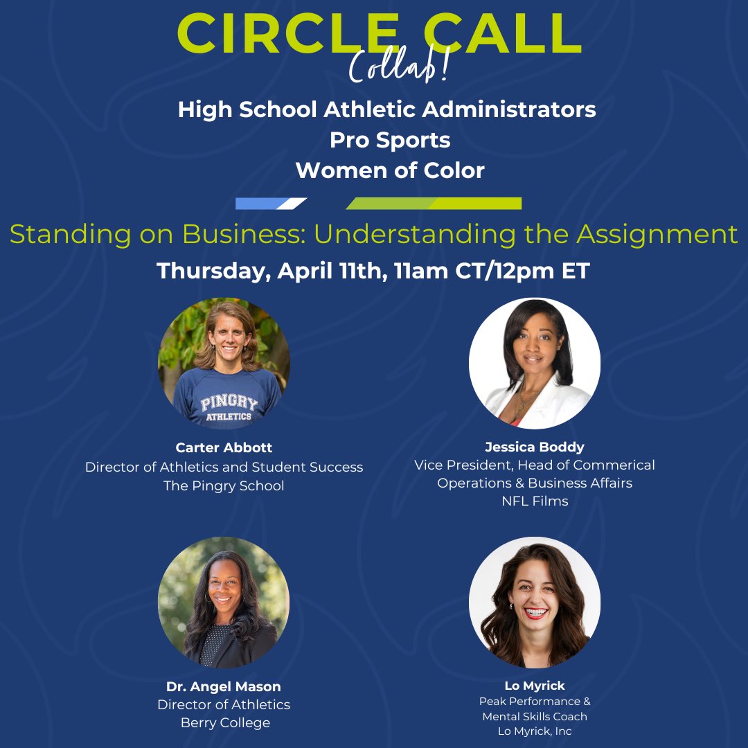 If you haven’t already, make sure to register for Thursday’s <a href="/_WomenLeaders/">Women Leaders in Sports</a> circle call! So excited for this collab with the Pro Sports and HS Admin circles, and of course for <a href="/_RealAD_/">Angel Mason</a> to drop some major gems 💎💎💎 This is a call you don’t want to miss!!