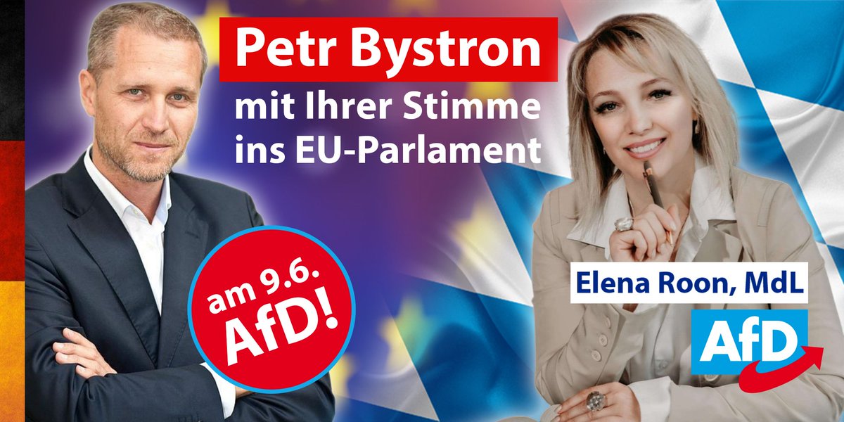 @PetrBystronAfD Listenplatz 2 Mit Ihrer Stimme in EU-Parlament für die #afd am 9.6. #Europawahl2024