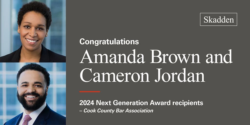 We’re proud to announce that Amanda Brown and Cameron Jordan were among the winners of the Cook County Bar Association’s 2024 Next Generation Award! The recognition honors “the next generation of powerhouse Black attorneys.” Congrats, Amanda and Cameron!
