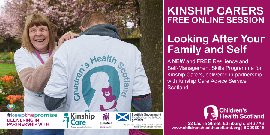 We have LIMITED SPACES available for our Looking After Your Family & Self (LAFS) free online workshop for #KinshipCarers in Scotland. Thank you to @ALLIANCEScot for your support for our LAFS Programme. Check out our eventbrite and reserve your space ➡️ eventbrite.co.uk/e/looking-afte…